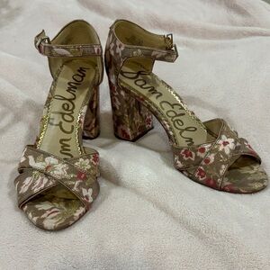 Sam Edelman Brown and Red Heels with Ankle Strap